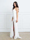 Load image into Gallery viewer, LAV3542 Wholesale Off-White Mermaid Dress with Cowl Neckline &amp; Thigh-High Slit Bridal Dress - - Wedding Dress LAV