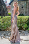 Load image into Gallery viewer, LAS3677 Wholesale Sleeveless Beaded Floral Sheer Bodice Corset Prom Gown with Satin Skirt and Slit - - Long Prom Dress LAS