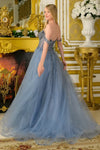 Load image into Gallery viewer, LAS3682 Wholesale Off-Shoulder Glitter Tulle Beaded Corset Bodice Gown with High Slit Prom Dress - - Long Prom Dress LAS