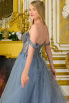 Load image into Gallery viewer, LAS3682 Wholesale Off-Shoulder Glitter Tulle Beaded Corset Bodice Gown with High Slit Prom Dress - - Long Prom Dress LAS