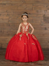 Load image into Gallery viewer, LA Merchandise LAZSCK321 Girls Sequin Applique V-Neck Glitter Tulle A-Line Gown