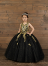 Load image into Gallery viewer, LA Merchandise LAZSCK321 Girls Sequin Applique V-Neck Glitter Tulle A-Line Gown