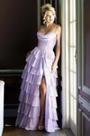 Load image into Gallery viewer, LAF8501 Wholesale Rhinestone Corset Tiered Ruffle A-Line Gown Sequin Bodice Formal Prom Dress