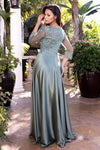 Load image into Gallery viewer, Wholesale 3/4 Illusion Sleeve Beaded Lace Appliqué Mother of the Bride Evening Gown by LAF8435 - - Dresses LAF