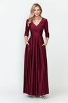 Load image into Gallery viewer, Wholesale Mother Of The Bride Dress 3/4 Sleeve A-Line Gown By LAF5243 - BURGUNDY - Dress LAF
