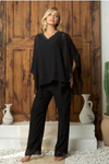 Load image into Gallery viewer, Two-Piece Formal Cold Shoulder Cape Pant Set By LA Merchandise LAV3463 - - Pant Suit LAV
