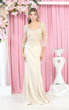 Load image into Gallery viewer, La Merchandise LA1811 3/4 Long Sleeve Mother Of The Bride Formal Dress - CHAMPAGNE - LA Merchandise