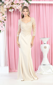 La Merchandise LA1811 3/4 Long Sleeve Mother Of The Bride Formal Dress - CHAMPAGNE - LA Merchandise