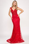 Cargar imagen en el visor de la galería, Wholesale Elegant Beaded Lace Mermaid Evening Gown with Corset Back By LAF8350 - RED - Dress LAF