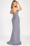 Load image into Gallery viewer, Wholesale Spaghetti Strap Glitter Gown with Slit and Lace-Up Back By LAF8380