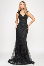 Load image into Gallery viewer, Wholesale Elegant Beaded Lace Mermaid Evening Gown with Corset Back By LAF8350