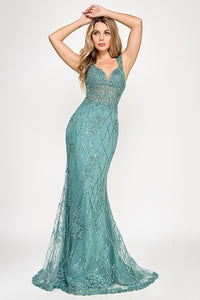 Wholesale Elegant Beaded Lace Mermaid Evening Gown with Corset Back By LAF8350