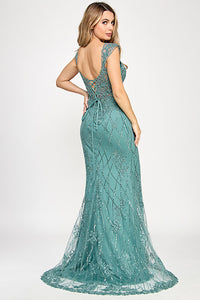 Wholesale Elegant Beaded Lace Mermaid Evening Gown with Corset Back By LAF8350
