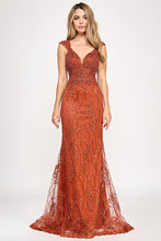 Load image into Gallery viewer, Wholesale Elegant Beaded Lace Mermaid Evening Gown with Corset Back By LAF8350