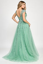 Load image into Gallery viewer, Wholesale Elegant Embroidered Tulle A-Line Evening Gown with Illusion Neckline By LAF8349