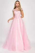 Load image into Gallery viewer, Wholesale Elegant Embroidered Tulle A-Line Evening Gown with Illusion Neckline By LAF8349
