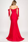Load image into Gallery viewer, Wholesale Off-Shoulder Satin Mermaid Gown with Bow Tie Straps and Thigh-High Slit for Formal Events By LAF8358