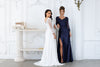 Load image into Gallery viewer, Wholesale Long Sleeve Lace Bodice Mother of the Bride Gown with Satin Skirt &amp; Slit Dress by LAF8366 - - Dress LAF