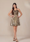 Load image into Gallery viewer, Wholesale Sweetheart Keyhole Metallic Pleated Fit-and-Flare Short Homecoming Dress by LAXA825 - - Cocktail Dress LAX