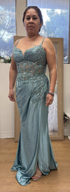 Load image into Gallery viewer, Satin Corset Evening Prom Dress with Slit and Lace-Up Back By LA2183 - - Prom Dress LA Merchandise