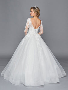 LA Merchandise LADK442 Sheer Long Sleeve A-line Wedding Gown