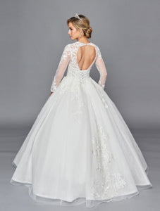 LA Merchandise LADK443 Cut Out Back Long Sleeve Bridal Gown