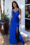 Cargar imagen en el visor de la galería, LAF8463 Wholesale Glitter Mermaid Prom Dress with Sleeveless Sweetheart Corset Bodice and High Slit - ROYAL BLUE - Long Prom Dress LAF