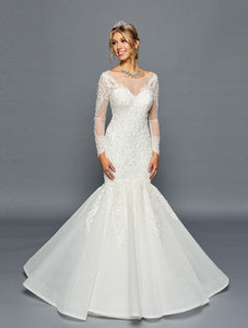LA Merchandise LADK459 Long Sleeve Bridal Mermaid Wedding Gown