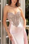 Load image into Gallery viewer, LAF8511 Wholesale Crystal Beaded Corset Satin Mermaid Prom Dress Strapless Sweetheart Gown - - Long Prom Dress LAF