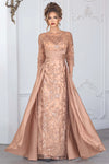 Load image into Gallery viewer, LAF8355 Wholesale 3/4 Sleeves Mother of the Bride Dress with Satin Overskirt Sequin Evening Gown