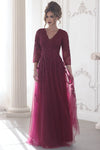 Load image into Gallery viewer, LAF8370 Wholesale 3/4 Sleeve Lace Appliqué Mother of the Bride Dress V-Neck A-Line Formal Gown