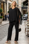 Load image into Gallery viewer, Two-Piece Formal Cold Shoulder Cape Pant Set By LA Merchandise LAV3463 - Black - Pant Suit LAV