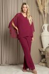 Load image into Gallery viewer, Two-Piece Formal Cold Shoulder Cape Pant Set By LA Merchandise LAV3463 - - Pant Suit LAV