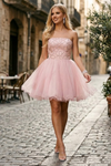 Load image into Gallery viewer, Terani Couture 231P0565 Clearance Tiffany, Pink Size 2, 4 Wholesale Beaded Short Cocktail Homecoming Dress - Pink 4 - Dress Terani Couture