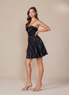 Load image into Gallery viewer, Wholesale Sweetheart Keyhole Metallic Pleated Fit-and-Flare Short Homecoming Dress by LAXA825 - - Cocktail Dress LAX