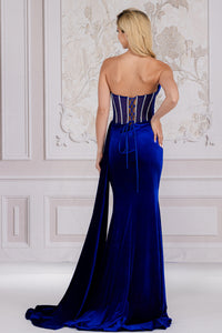 LA Merchandise LAA5051 Cowl Neck Velvet Prom Evening Corset Gown