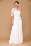 Load image into Gallery viewer, Wholesale White Illusion Sleeve Bridal Dress with Beaded Lace Bodice by LA Merchandise LAV5222