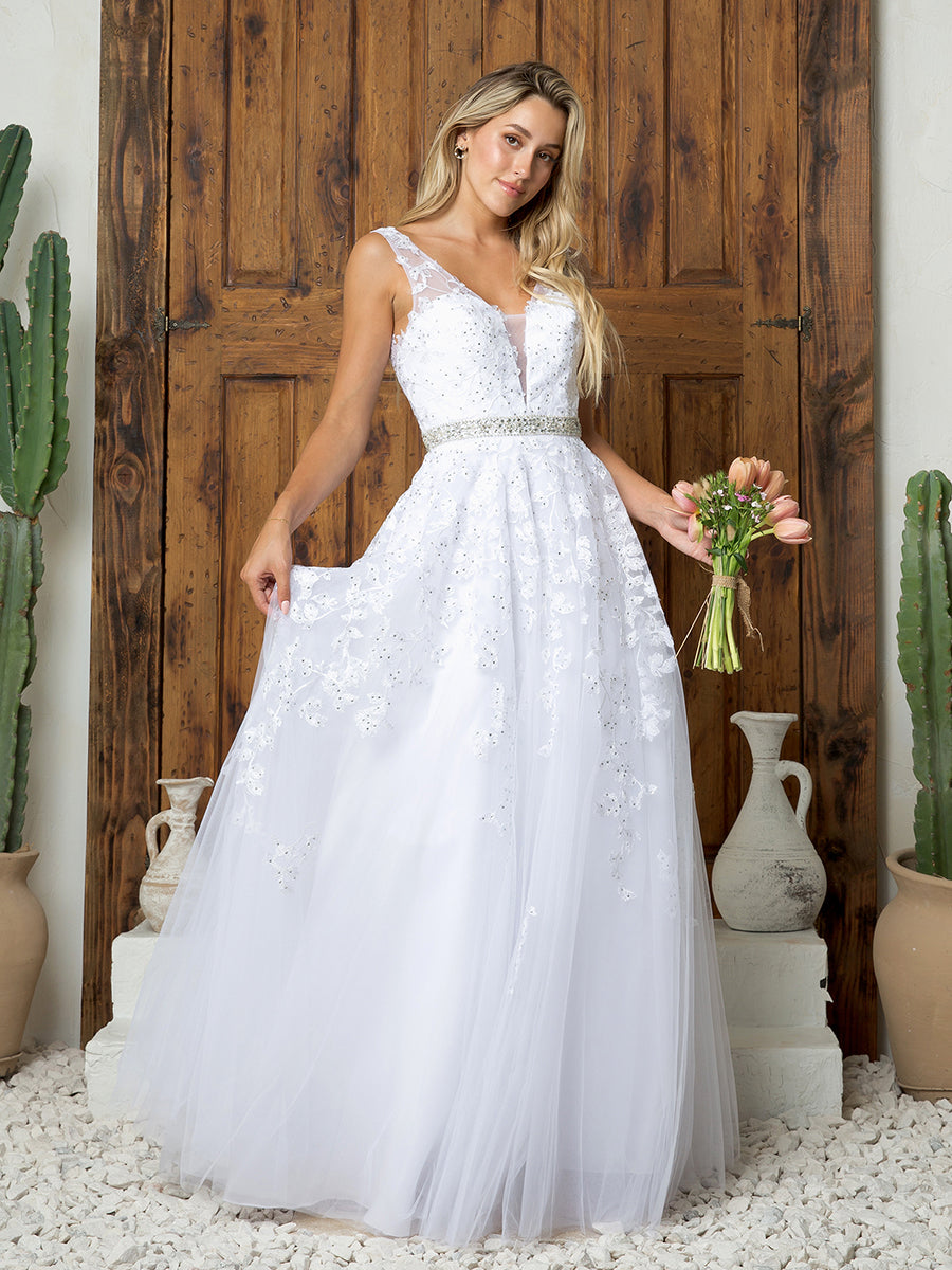 Wholesale Wedding Ballgown Sleeveless Embroidered A-Line Bridal Dress By LAV5232B