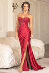Load image into Gallery viewer, LAF8396 Wholesale Strapless Sweetheart Mermaid Dress with Lace Sequin Corset Bodice &amp; Side Slit