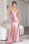 Cargar imagen en el visor de la galería, Wholesale Strapless Corset Gown with Rhinestone Sweetheart Neckline and High Slit By LAF8402 - MAUVE - Dress LAF