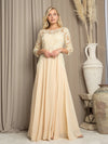 Load image into Gallery viewer, Formal 3/4 Sleeve Mother of the Bride Dress By LA Merchandise LAV5248 - Champagne - Mother of the Bride Dresses LAV