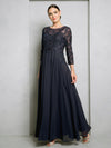 Load image into Gallery viewer, Formal 3/4 Sleeve Mother of the Bride Dress By LA Merchandise LAV5248 - Navy - Mother of the Bride Dresses LAV