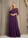 Load image into Gallery viewer, Formal 3/4 Sleeve Mother of the Bride Dress By LA Merchandise LAV5248 - Plum - Mother of the Bride Dresses LAV
