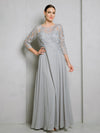 Load image into Gallery viewer, Formal 3/4 Sleeve Mother of the Bride Dress By LA Merchandise LAV5248 - Silver - Mother of the Bride Dresses LAV