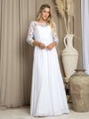 Load image into Gallery viewer, Wholesale White Bridal Gown with Beaded Lace Illusion Sleeves and Flowing Chiffon Skirt By LA Merchandise LAV5248 - White - Mother of the Bride Dresses LAV
