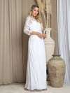 Load image into Gallery viewer, Wholesale White Bridal Gown with Beaded Lace Illusion Sleeves and Flowing Chiffon Skirt By LA Merchandise LAV5248 - - Mother of the Bride Dresses LAV