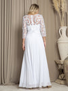 Load image into Gallery viewer, Wholesale White Bridal Gown with Beaded Lace Illusion Sleeves and Flowing Chiffon Skirt By LA Merchandise LAV5248 - - Mother of the Bride Dresses LAV