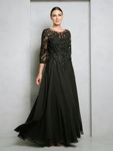 Load image into Gallery viewer, LA Merchandise LAV5258 Lace 3/4 Sleeve A-Line Evening Gown with Chiffon Overlay Mother of the Bride Dress