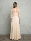 Load image into Gallery viewer, LA Merchandise LAV5258 Lace 3/4 Sleeve A-Line Evening Gown with Chiffon Overlay Mother of the Bride Dress