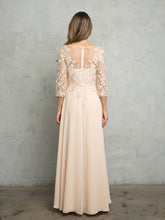 Load image into Gallery viewer, LA Merchandise LAV5258 Lace 3/4 Sleeve A-Line Evening Gown with Chiffon Overlay Mother of the Bride Dress
